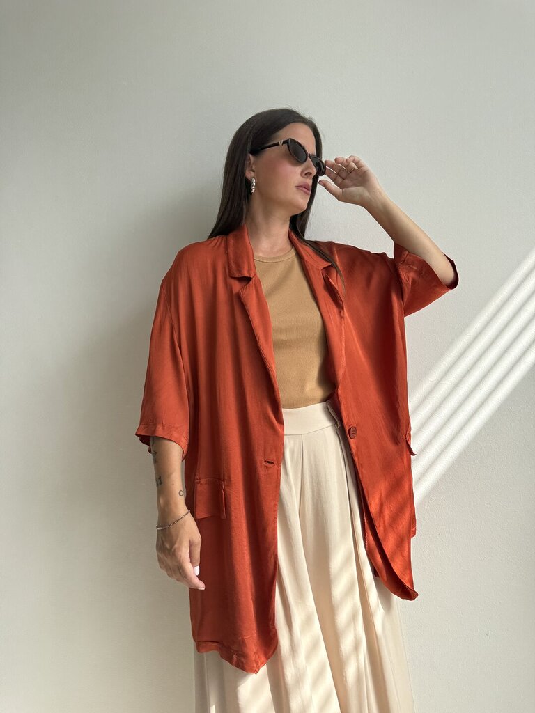 Giacca Enea long satin - ruggine 